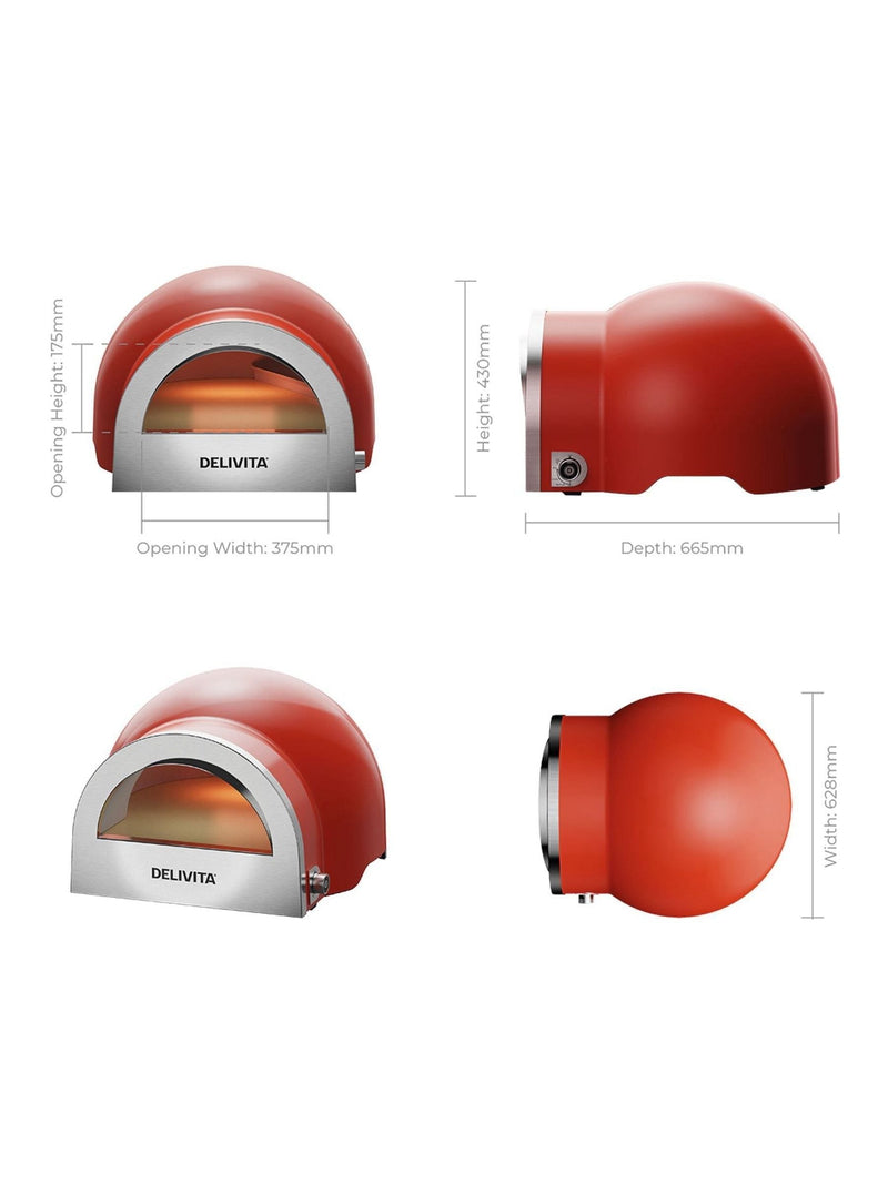 Delivita Chilli Red dual fuel pizza oven, imported from the UK