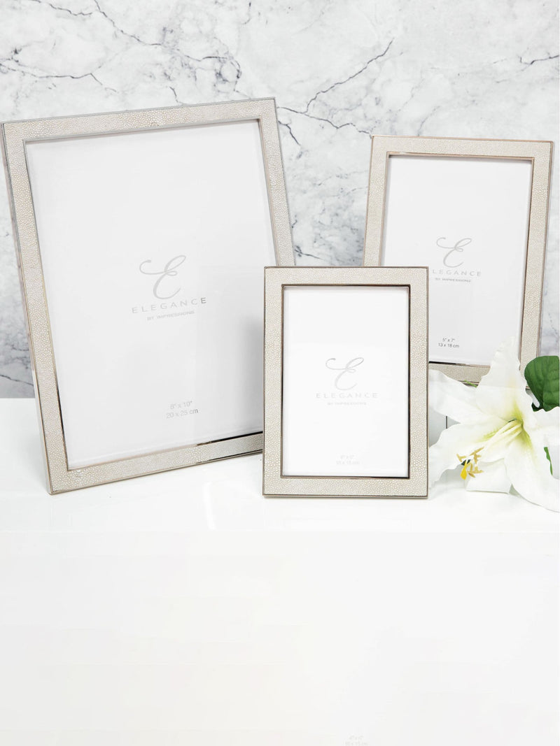 Widdop cream faux shagreen photo frame (British brand)