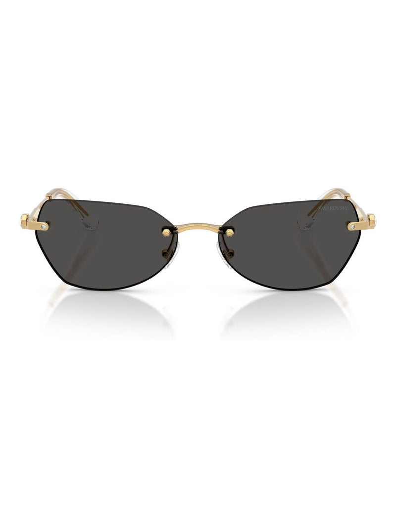 Swarovski gold irregular sunglasses with crystal details, UK version
