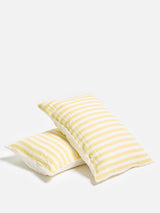 Next Oliver Bonas Set of 2 Yellow Muslin Striped Pillowcases 50 x 70 cm- Buy online at McGrocer