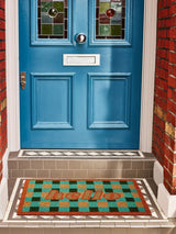 Next Oliver Bonas Green Hello Gingham Check Doormat 40cm x 60cm- Buy online at McGrocer