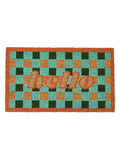 Oliver Bonas gingham check hello doormat 40x60cm (British brand)