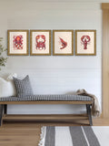 Brookpace Lascelles red crab wall art in gold frame - British product