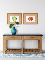 Next Brookpace Lascelles Red and Gold Tropical Fish IV Stripy Wall Art in Slim Frame- Buy online at McGrocer