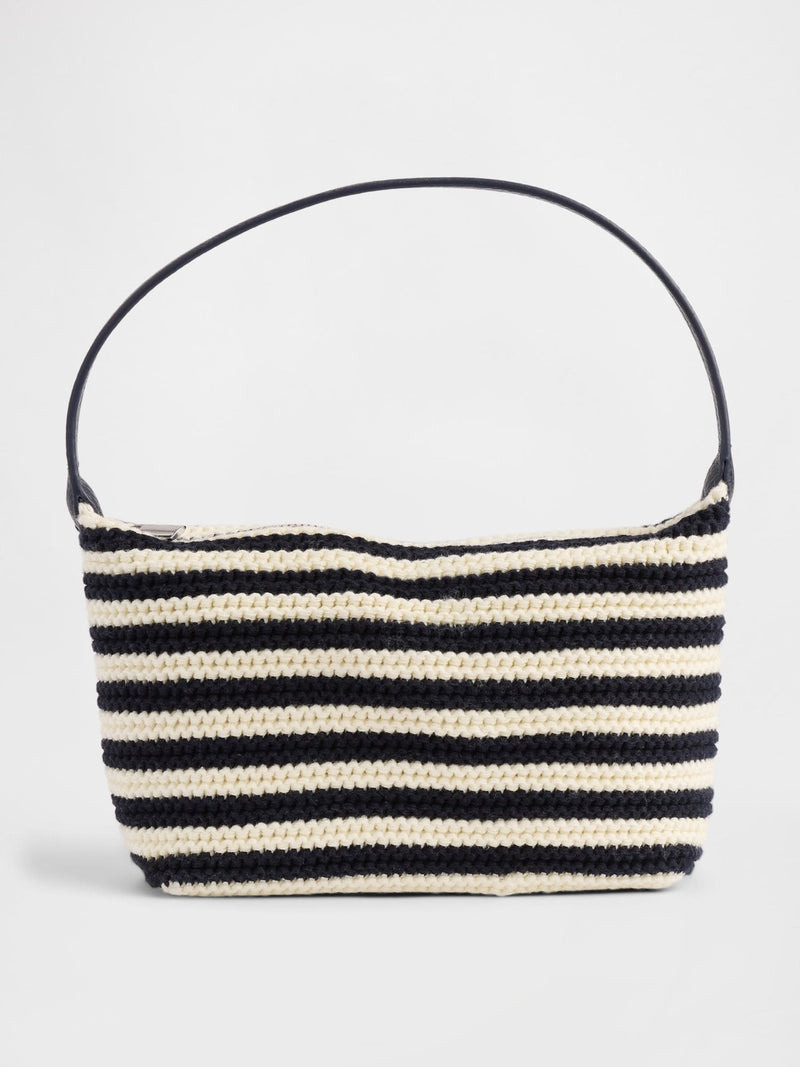 Gap black crochet stripe mini bag with vegan leather strap - British product