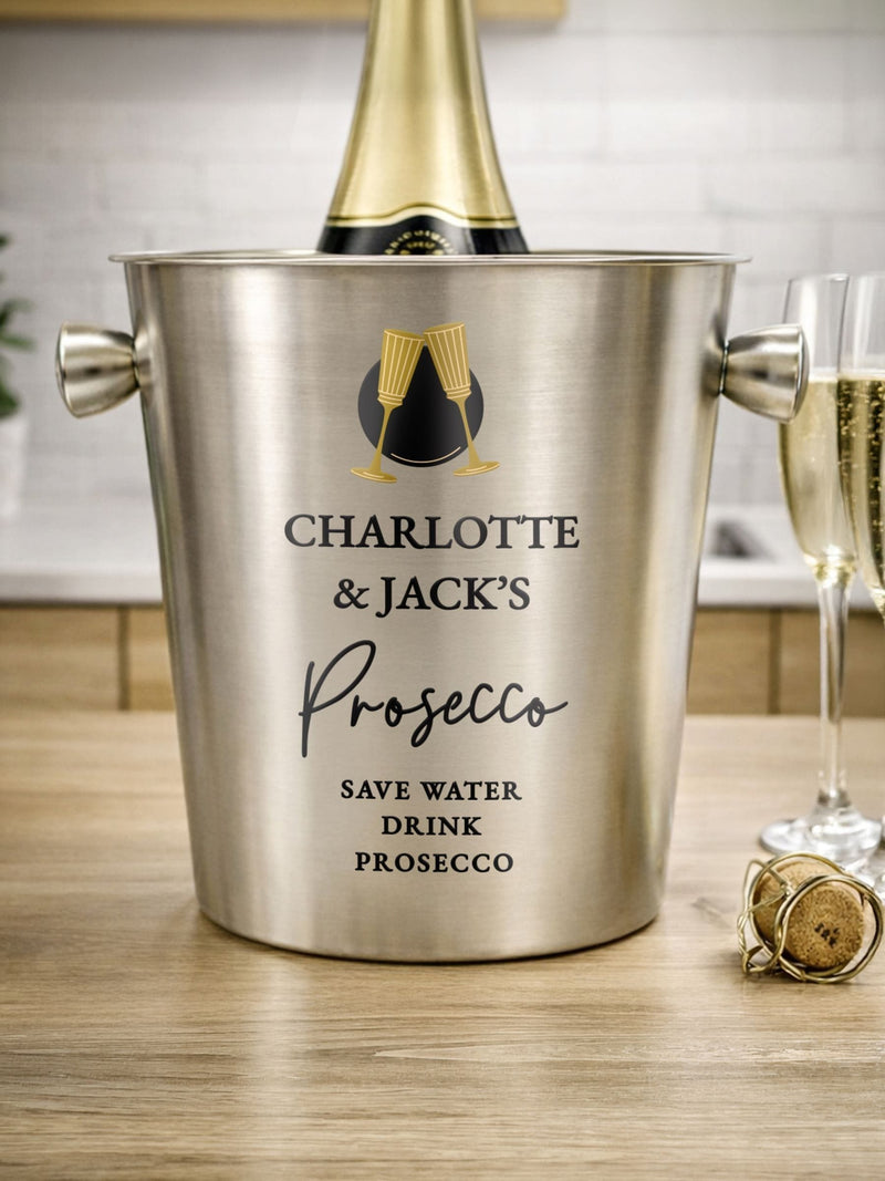 PMC personalised stainless steel ice bucket gift set, imported from the UK