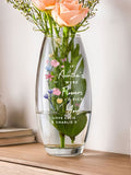 PMC personalised glass flower vase 10cm tall, imported from the UK