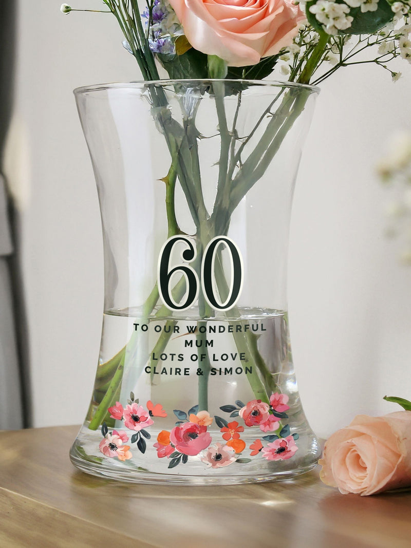 PMC personalised floral waisted vase - British product