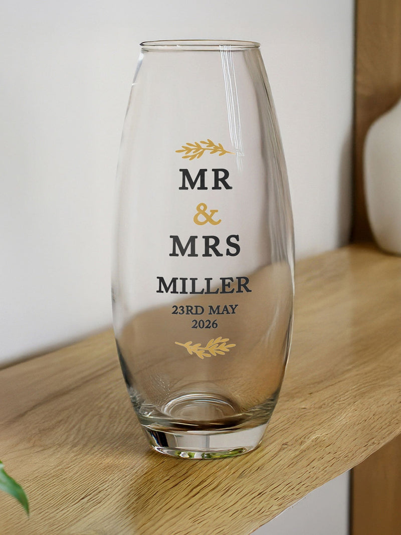 PMC personalised wedding vase 10cm height, UK version