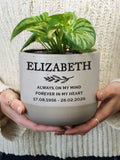 PMC personalised memorial flecked plant pot, imported from the UK