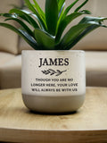 PMC personalised memorial flecked plant pot, imported from the UK