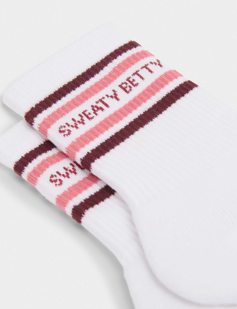 Sweaty Betty Varsity Slogan cotton rich ribbed socks, imported from the UK