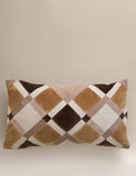 Velvet geometric patchwork bolster cushion 60cm, imported from the UK