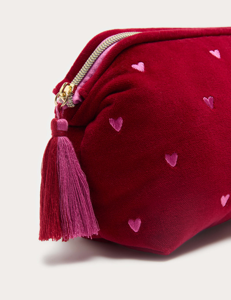 Velvet heart makeup bag - British product