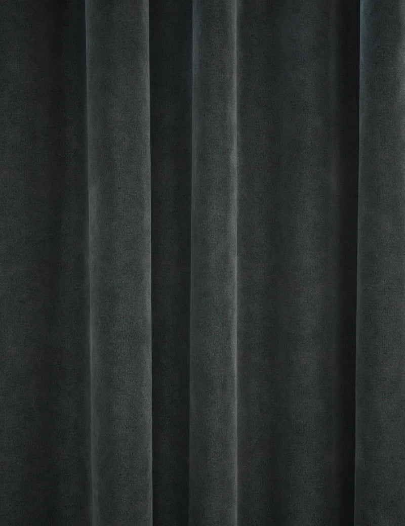 Velvet pencil pleat curtains with thermal lining, imported from the UK