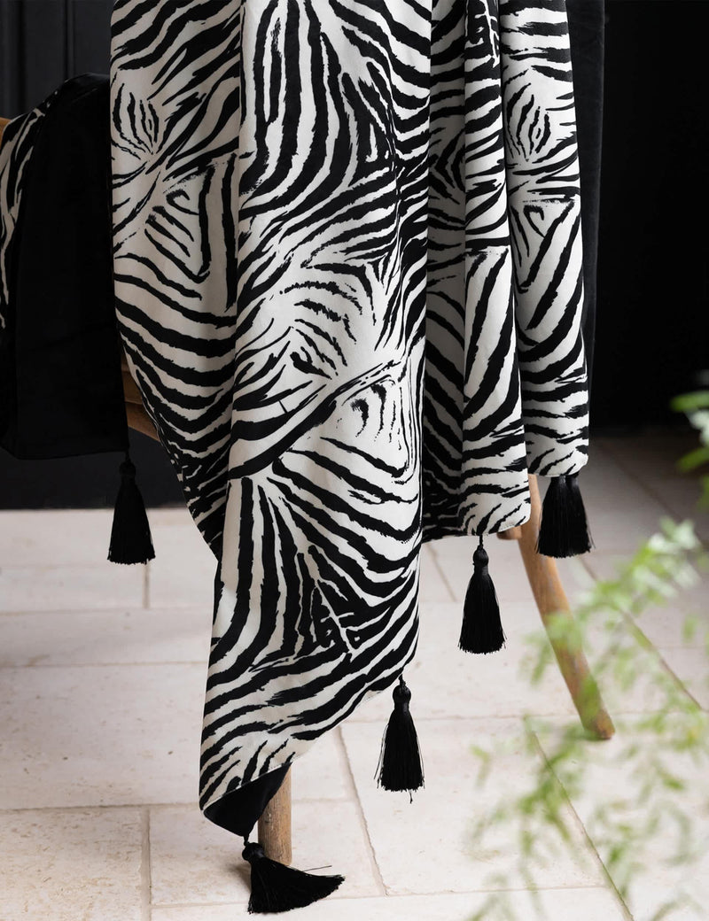 Rockett St George velvet zebra tassled throw, imported from the UK