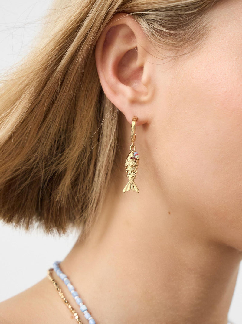 Accessorize gold tone fish charm hoop earrings 3 pack - British product