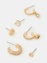 Next Accessorize Gold Tone Heart Pavé Stud & Hoop Earrings 6 Pack- Buy online at McGrocer