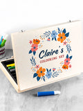 Treat Republic personalised springtime flower garland colouring set, imported from the UK