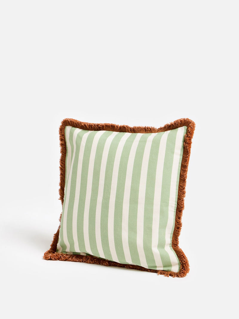 Oliver Bonas cushion cover green Issey striped 45cm, imported from the UK