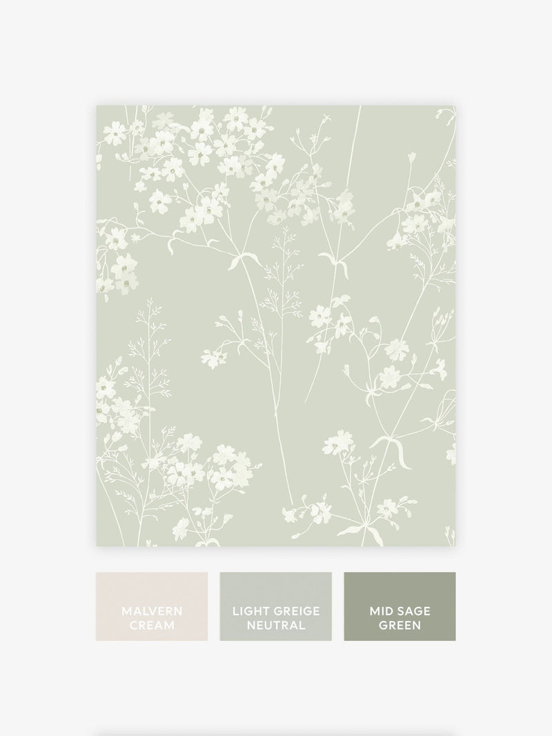 Sage Country Leaves wallpaper sample A4, imported from the UK