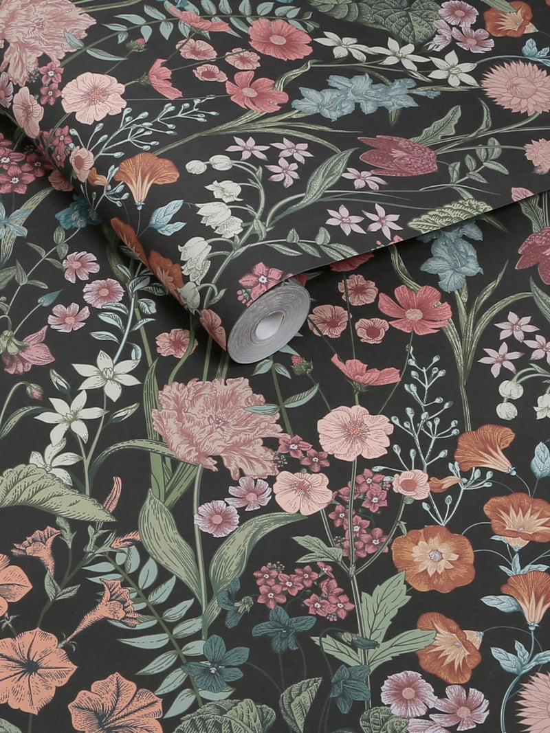 Night Botanical Floral wallpaper sample A4 (British brand)