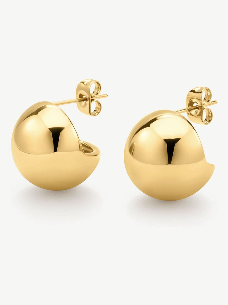 D.LOUISE gold tone waterproof bold bauble stud earrings, imported from the UK
