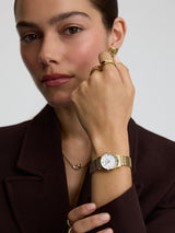 Next D.LOUISE Gold Tone Waterproof Classic Link Round Watch- Buy online at McGrocer
