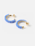 Oliver Bonas blue beaded hoop earrings gold tone, imported from the UK