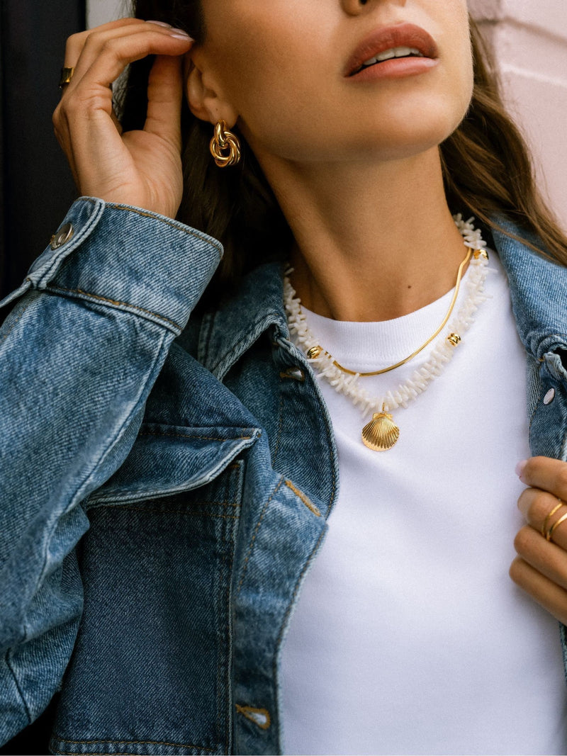 Orelia London gold tone cream coral chip and shell necklace, UK version