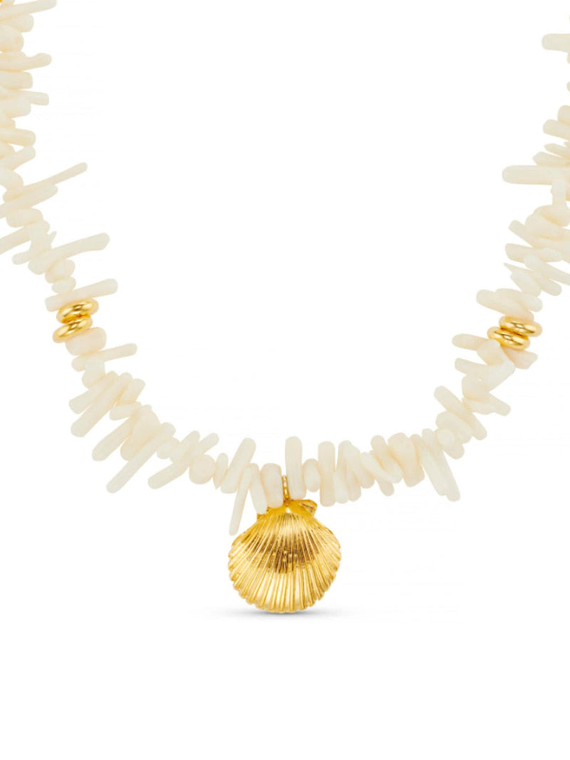 Orelia London gold tone cream coral chip and shell necklace, UK version