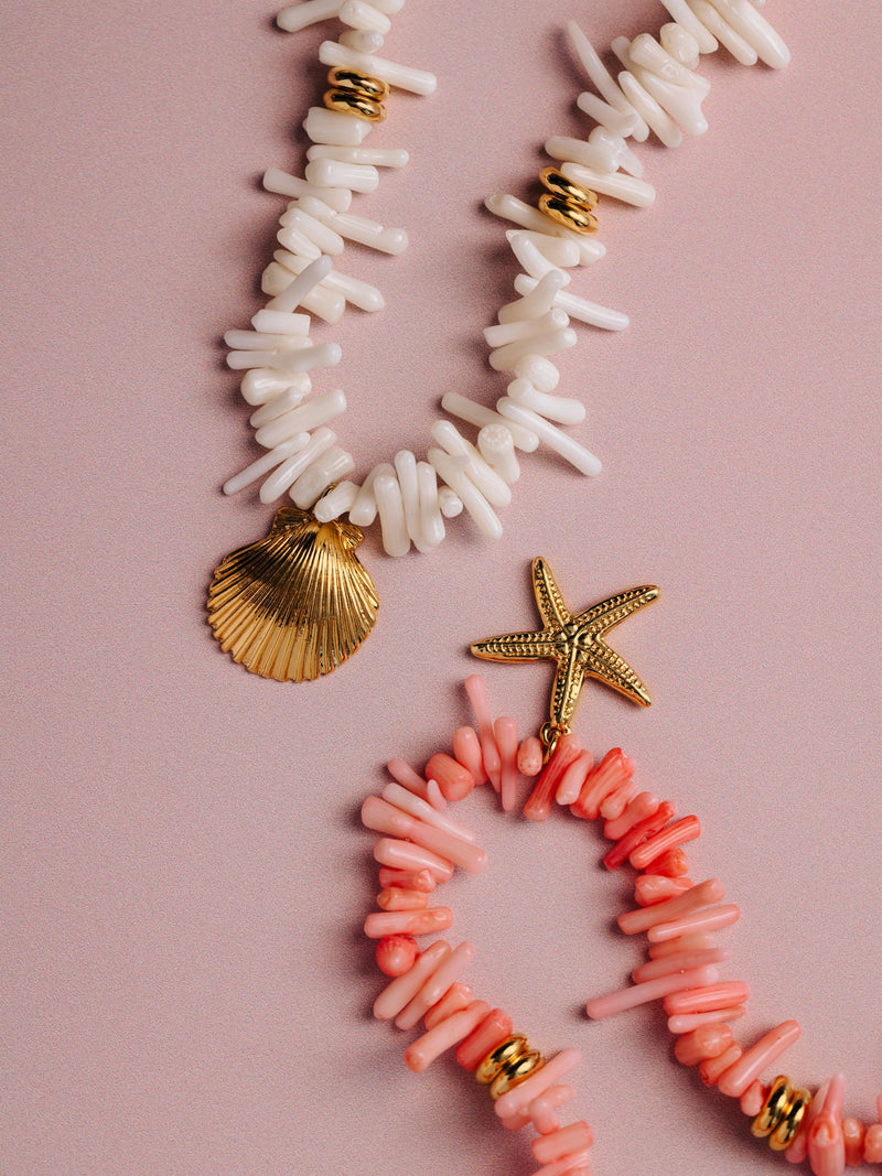 Orelia London gold tone cream coral chip and shell necklace, UK version