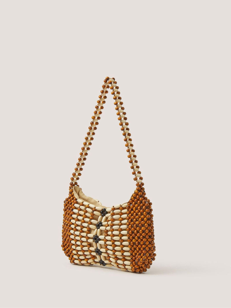 Monsoon brown wooden bead shoulder bag (British brand)