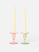 Next Oliver Bonas Set of 2 Pink Lucia Glass Candlestick Holders- Buy online at McGrocer