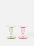 Oliver Bonas pink glass candlestick holders set of 2 - British product