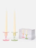 Oliver Bonas pink glass candlestick holders set of 2 - British product