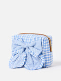 Oliver Bonas blue gingham bow wash bag (British brand)