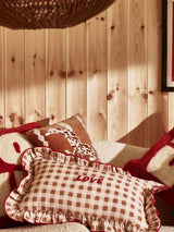 Next Oliver Bonas Brown Red Frill Love Gingham Cushion Cover 30cm x 50cm- Buy online at McGrocer