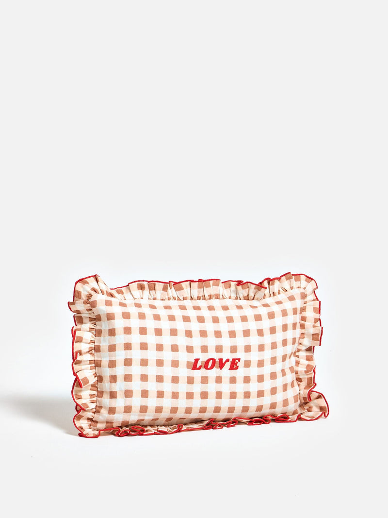 Oliver Bonas Love Gingham cushion cover 50x30cm, imported from the UK