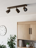 Eglo Camaldoli dark bronze 3-light spotlight ceiling light, imported from the UK