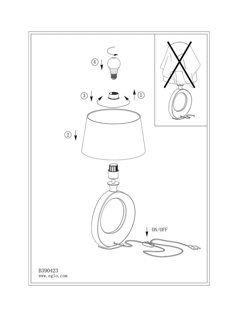 Eglo Diezma linen and steel table lamp, UK version