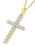 The Diamond Store 9K yellow gold lab diamond cross pendant - British product