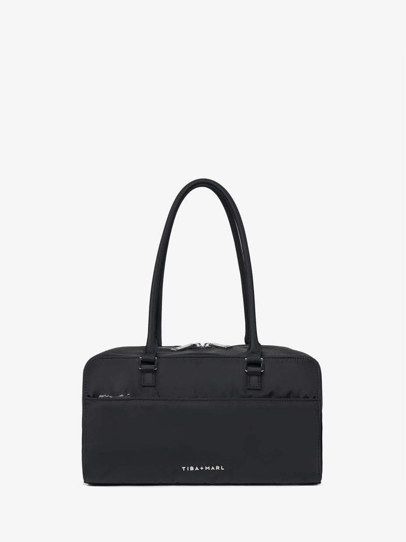 Tiba + Marl Black compact East West bag, imported from the UK