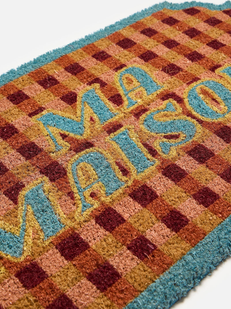 Oliver Bonas pink chequerboard doormat 43x73cm, imported from the UK