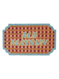 Oliver Bonas pink chequerboard doormat 43x73cm, imported from the UK