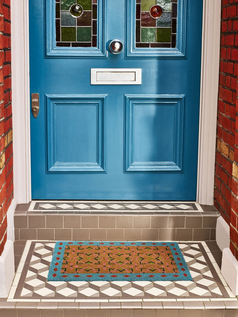 Oliver Bonas Blue Tile rectangular doormat - British product
