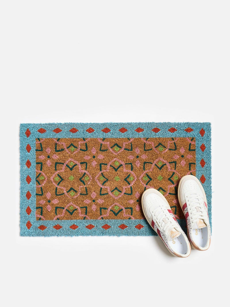 Oliver Bonas Blue Tile rectangular doormat - British product