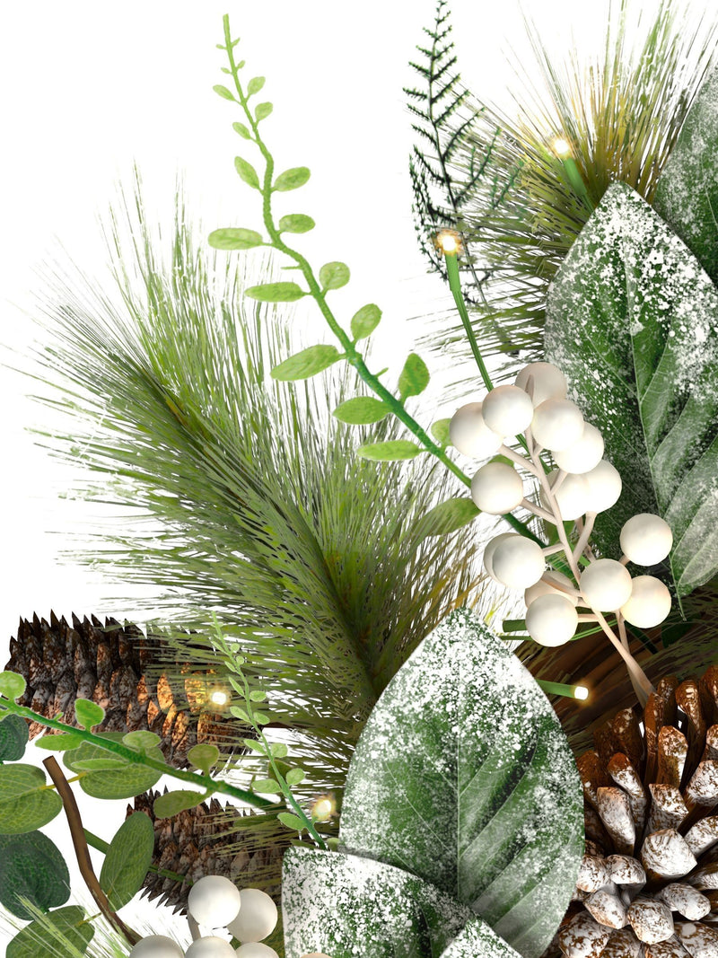 Charles Bentley Pre-Lit Berry & Pinecone Eucalyptus Wreath 55cm - British product