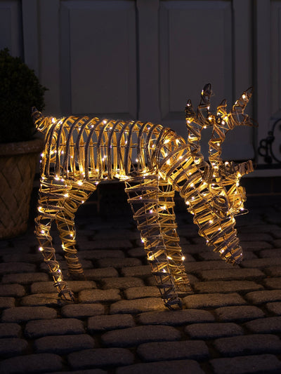 Next Charles Bentley Small Rattan Light Up Reindeer Christmas Decoration- Buy online at McGrocer
