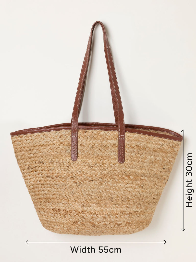 FatFace Natural Raffia Tote Bag 30x55cm (British brand)